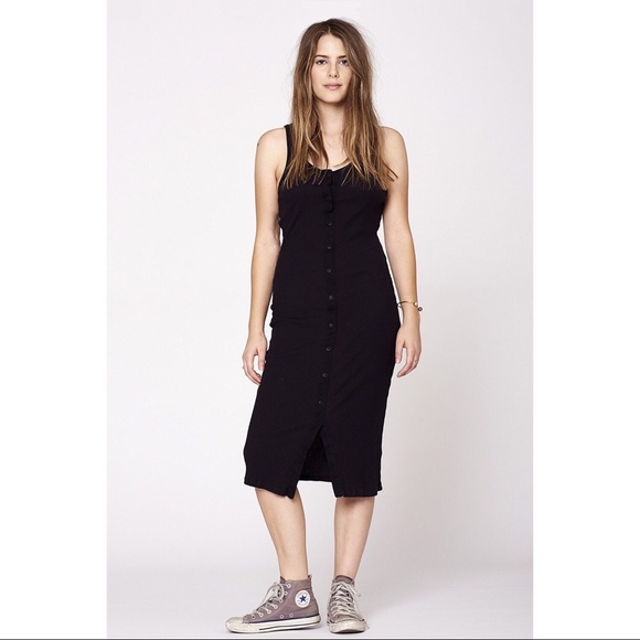 LACAUSA Dresses & Skirts - Lacausa button rib dress in black